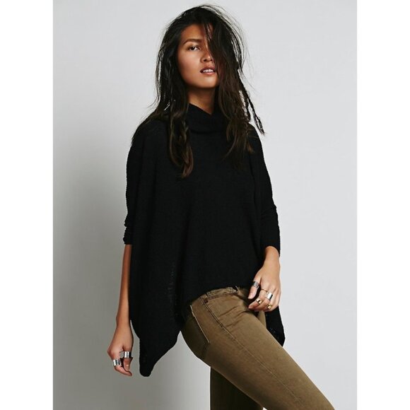 NWT Free People x FP Beach Taupe Cocoon Cowl Neck Dolman Sleeve Knit Poncho Swea - Picture 15 of 16